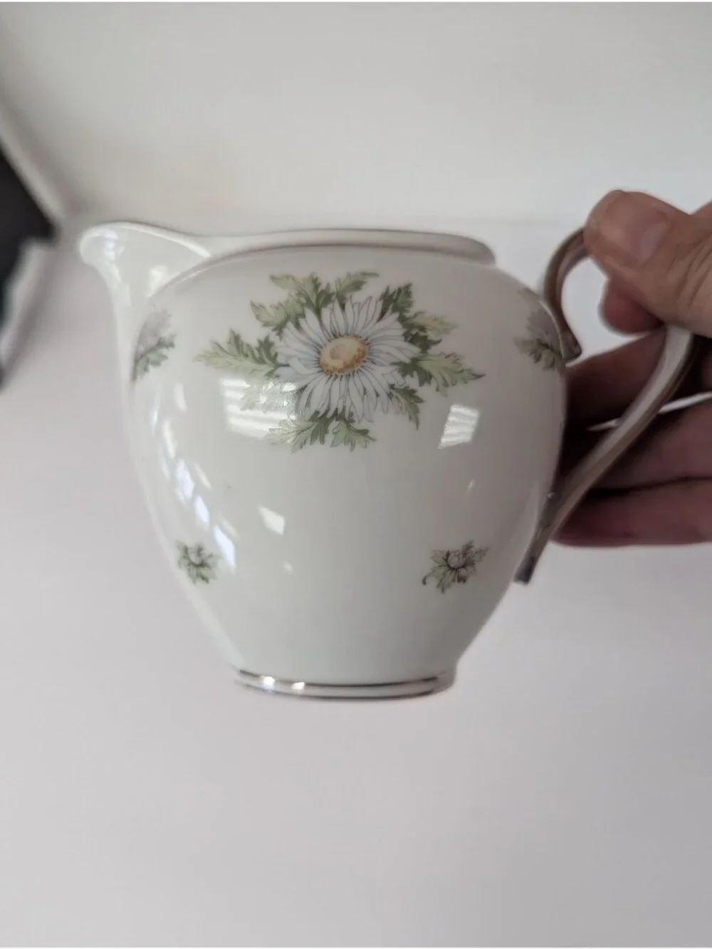 Franconia Silver Thistle Large Sugar Bowl with Lid and Creamer